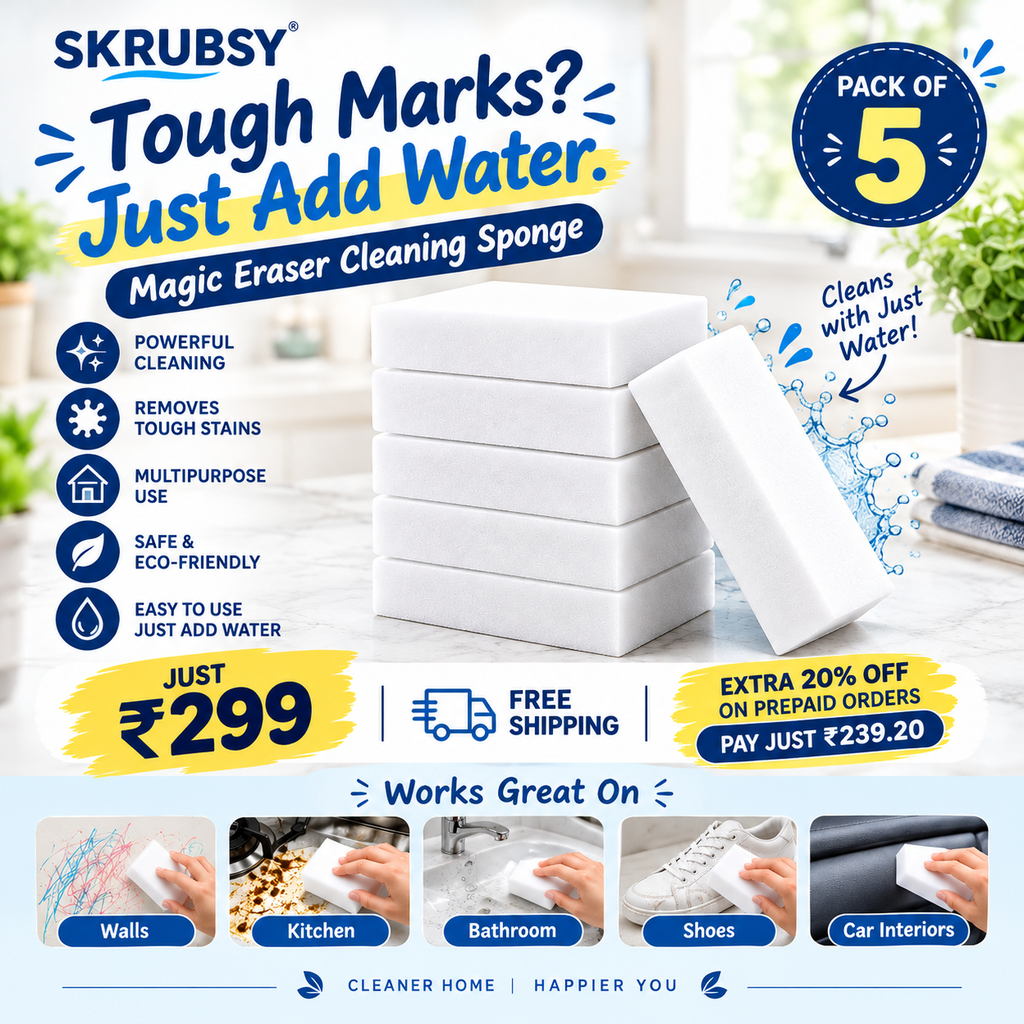 Skrubsy Magic Eraser Sponge Pack of 5 | Cleaning Pads
